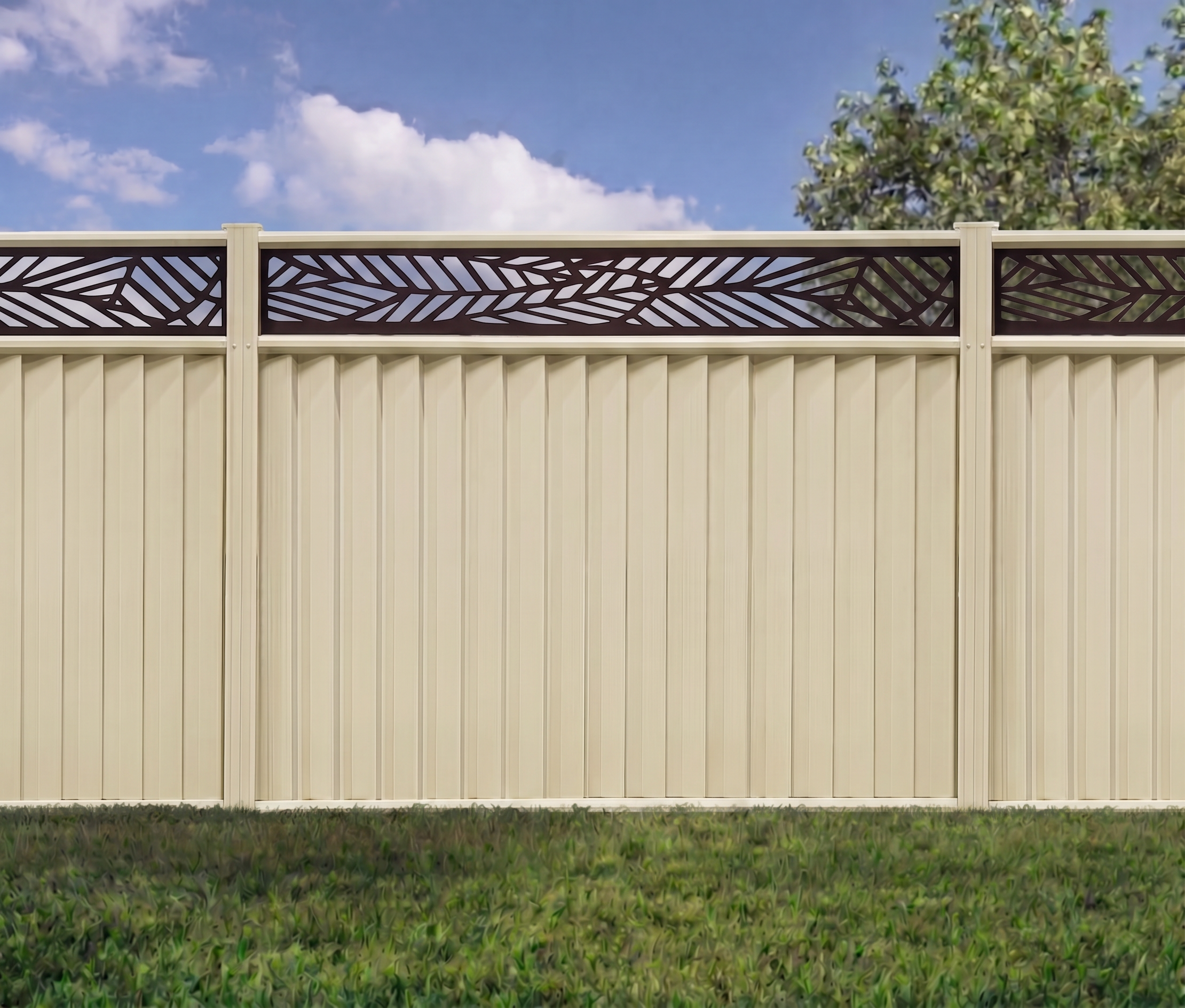ColourFence Cream with Palm Trellis