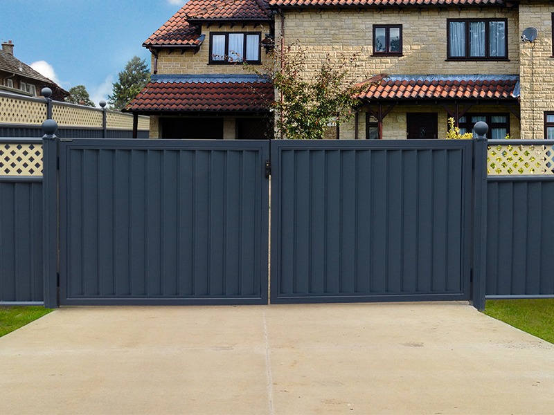 Black steel gate bars finished to resist rust and corrosion