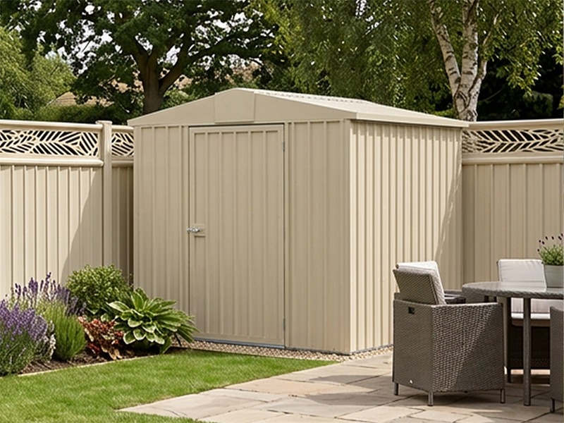 Steel garden shed finished to resist rust and corrosion